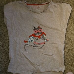 Mini Boden Gray T-Shirt with Masked Animal Design